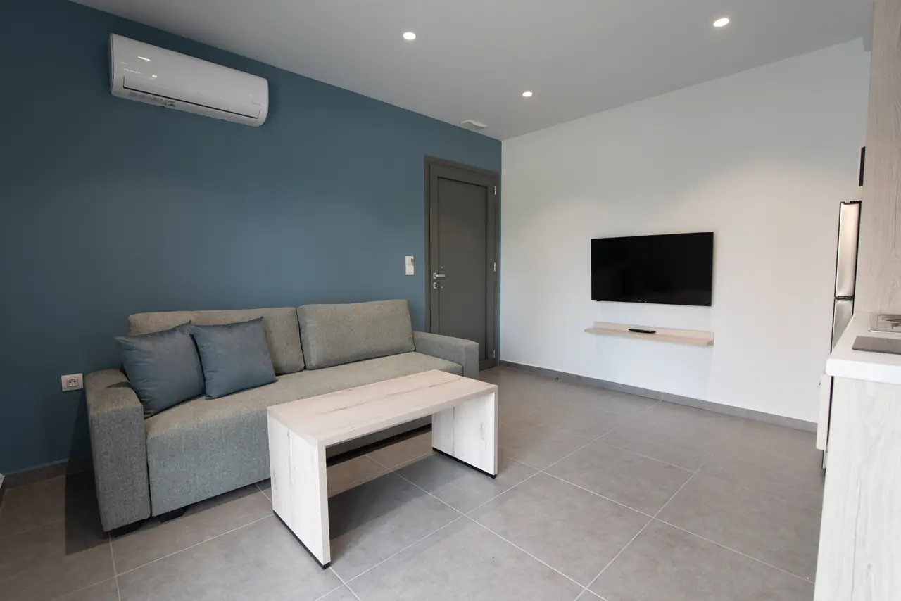 Living room with sofa, TV and air conditioning