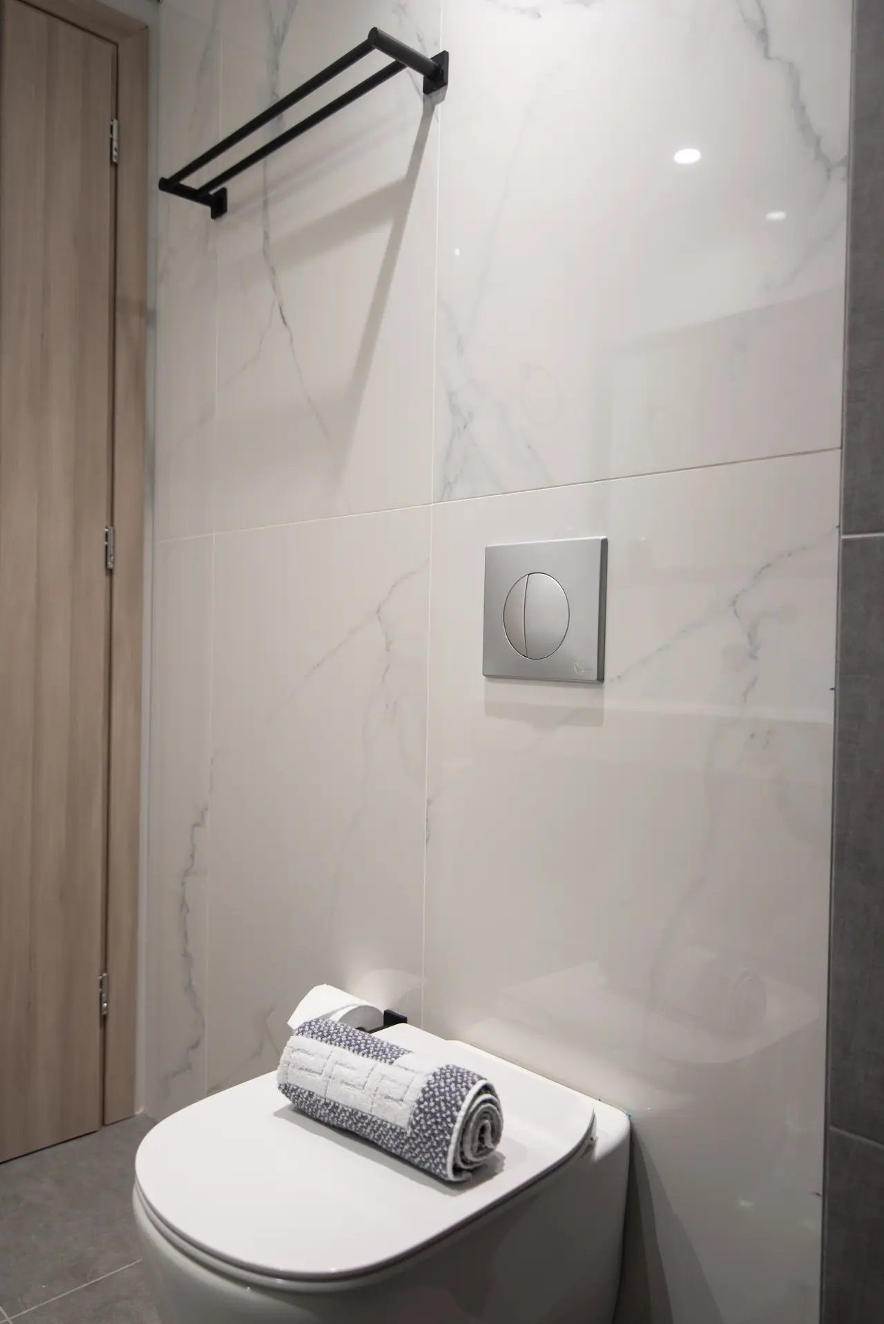 Bathroom with towel rail